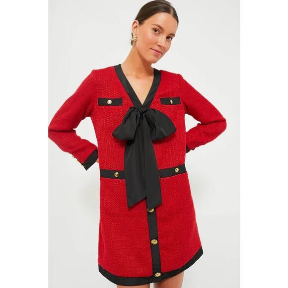 Tuckernuck Dresses & Skirts - TUCKERNUCK Pomander Place Red Coco Tweed Bow Dress Size XL